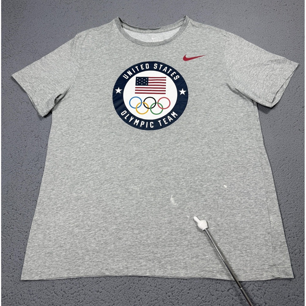 Nike USA Olympic Team Shirt Mens XL Gray Dri Fit The Nike Tee Short Sleeve